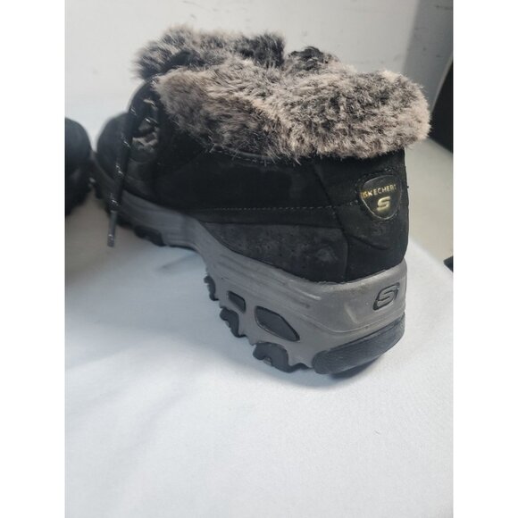SKECHERS Winter Snow Boot Women 7.5 Brown Leather Faux Fur Lined Lace Up - Picture 3 of 16